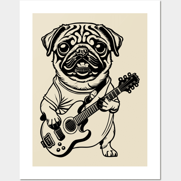 Rockstar Pug Wall Art by anderleao